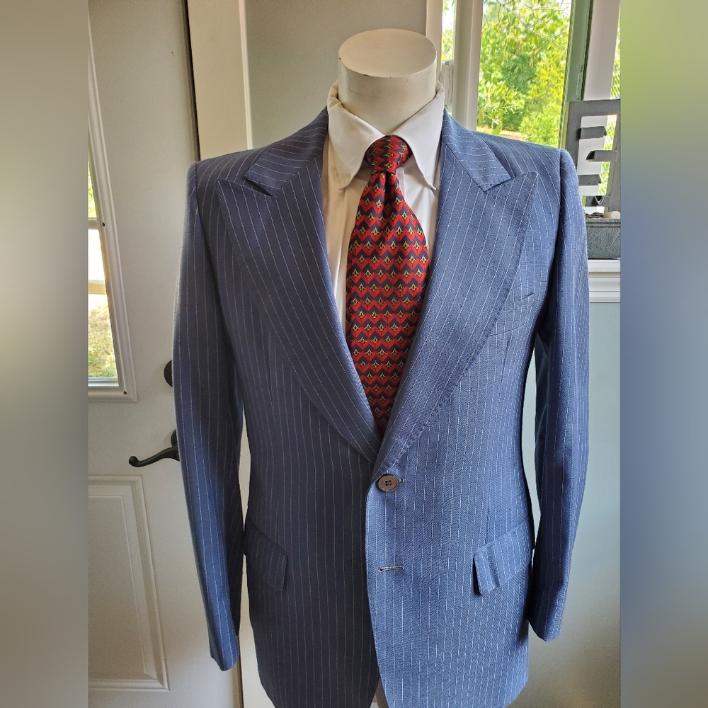 Bullock's hand made blue Pinstripe sport coat